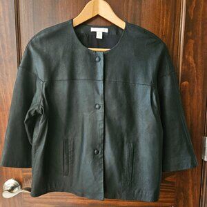 Chico's Black Faux Leather Jacket, Size 2